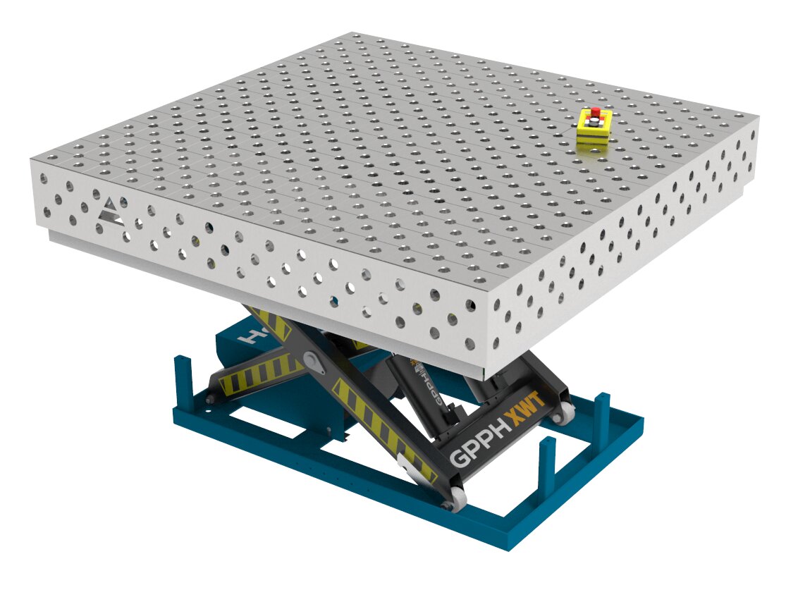 Зварювальний стіл PLUS INOX з гідравлічною системою підйому 1500x1480 mm fi28 mm Сітка Діагональна