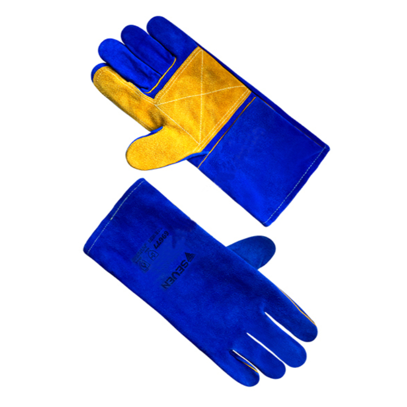 Краги на підкладці сині з жовтим SEVEN