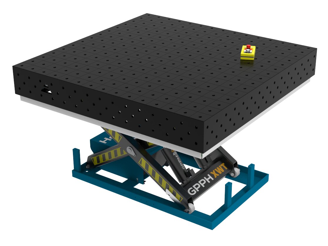 Зварювальний стіл PLUS з гідравлічною системою підйому 1500x1480 mm fi16 mm Сітка 100x100 mm