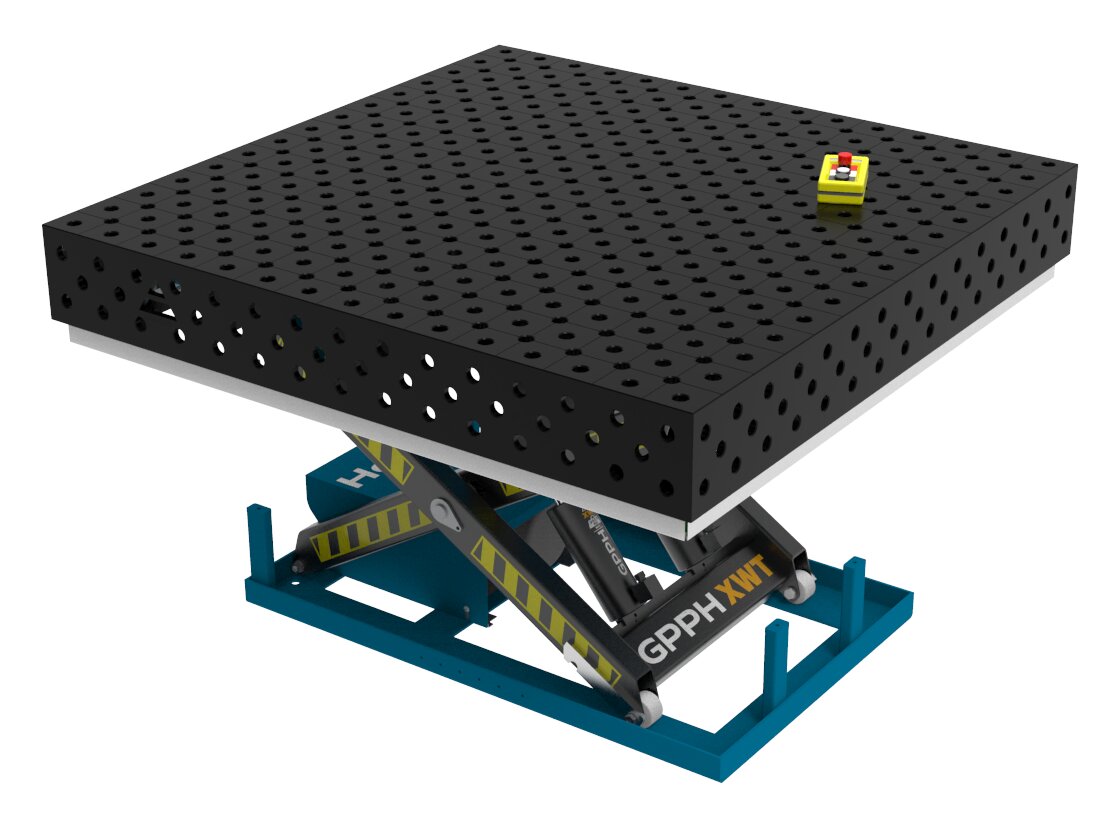 Зварювальний стіл PLUS з гідравлічною системою підйому 1500x1480 mm fi28 mm Сітка Діагональна